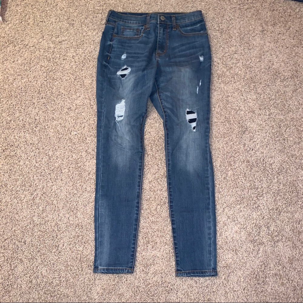 Distressed Blue Jeans